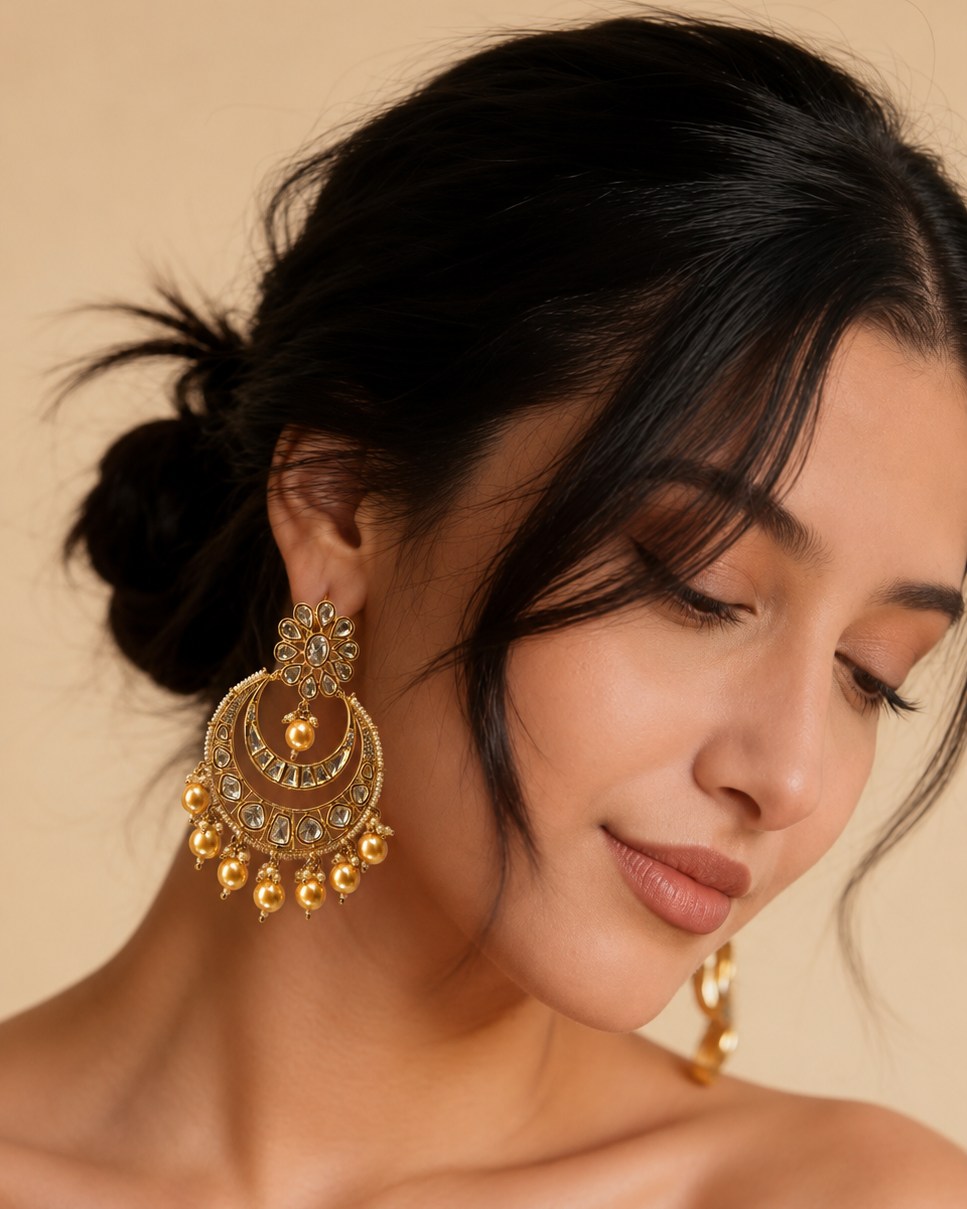 Antique Gold Chandbali Earring