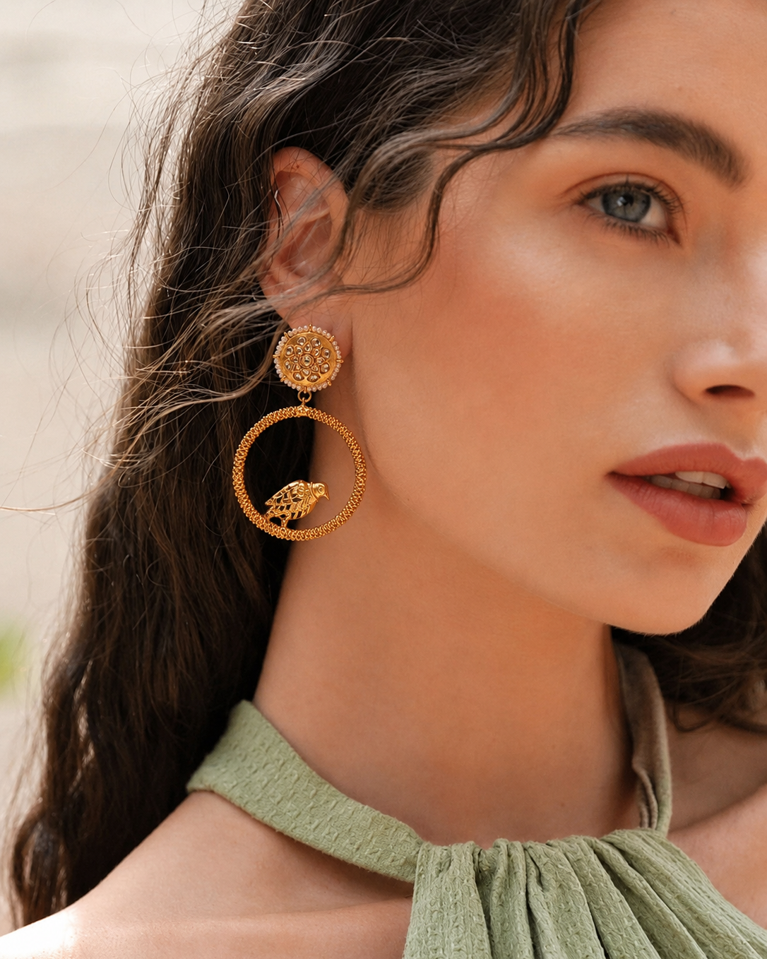 Antique Gold American Diamond Hoop