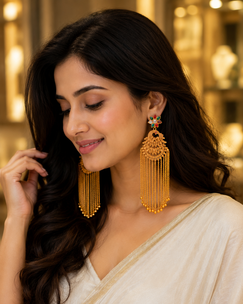 End of Season Sale – Amrapali-Inspired Peacock Tassel Earrings