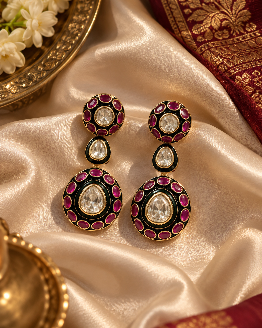 Pink Gold Drop Earring