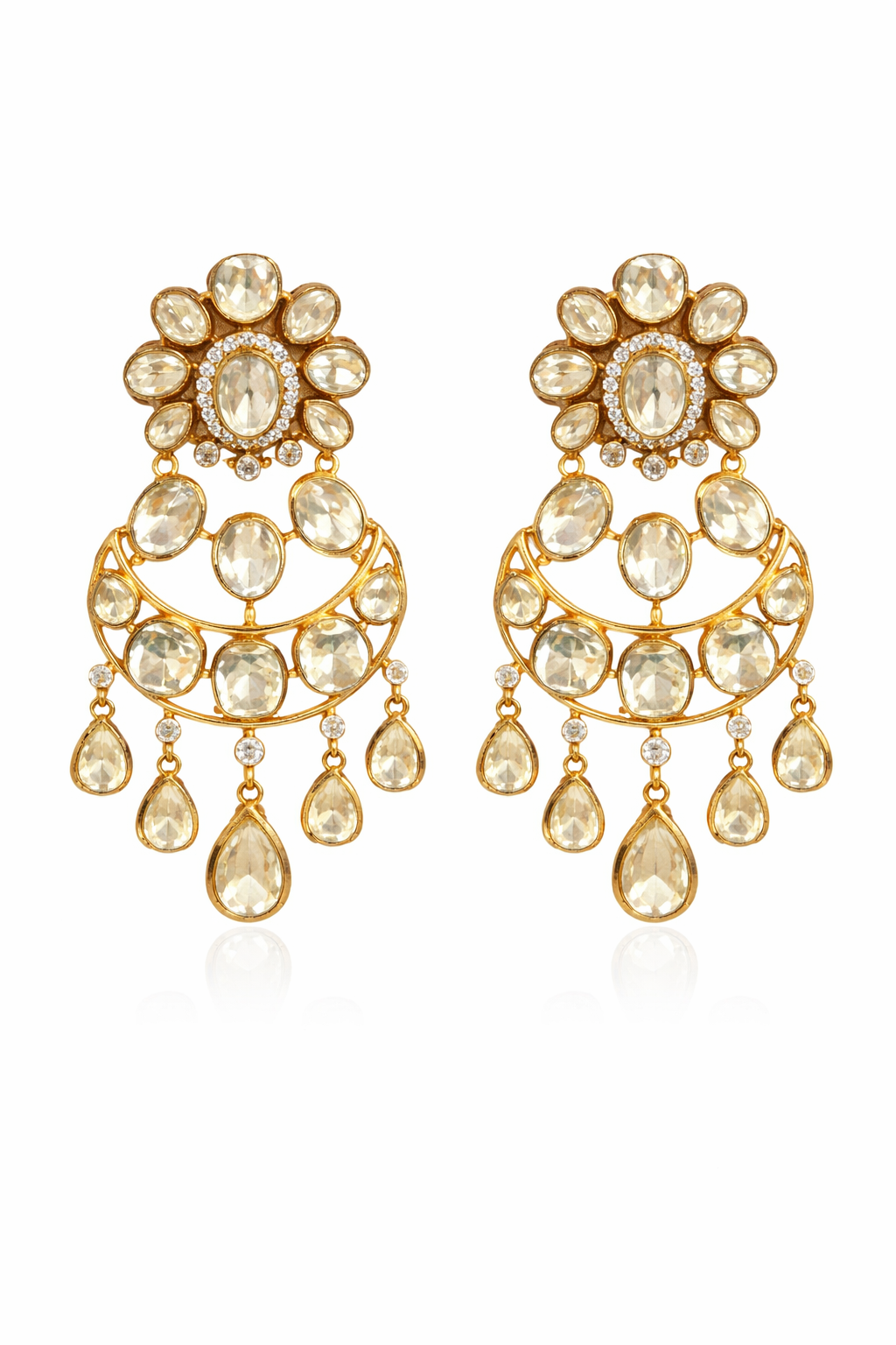 Pearl cluster statement collar necklace with drop earrings