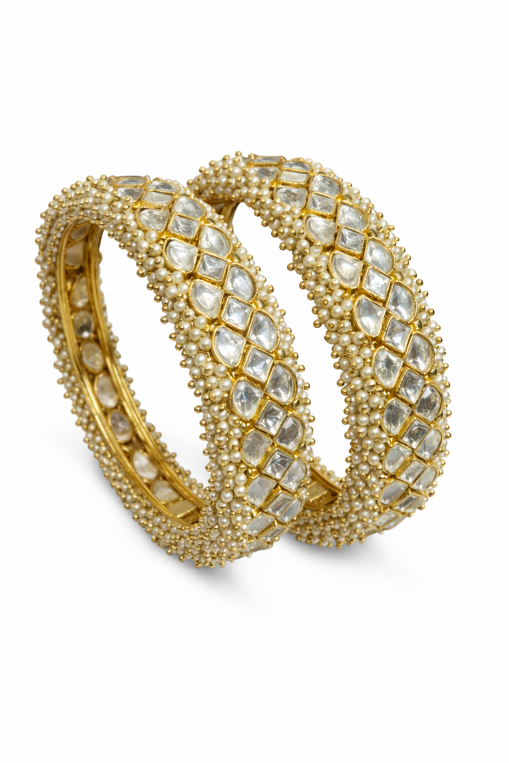 Regal Lattice Polki Statement Bangles