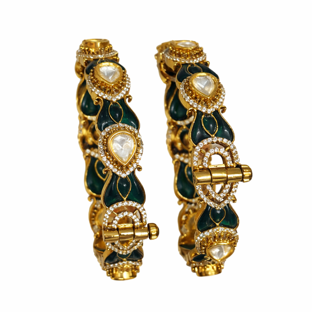 Emerald Regal Victorian Statement Bangles
