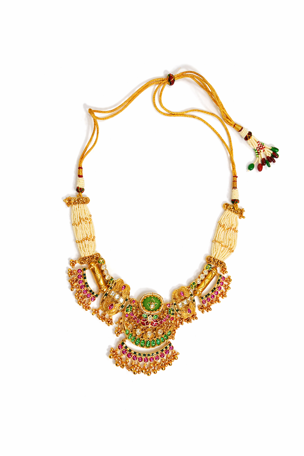 Ethnic bridal kundan temple necklace and earrings