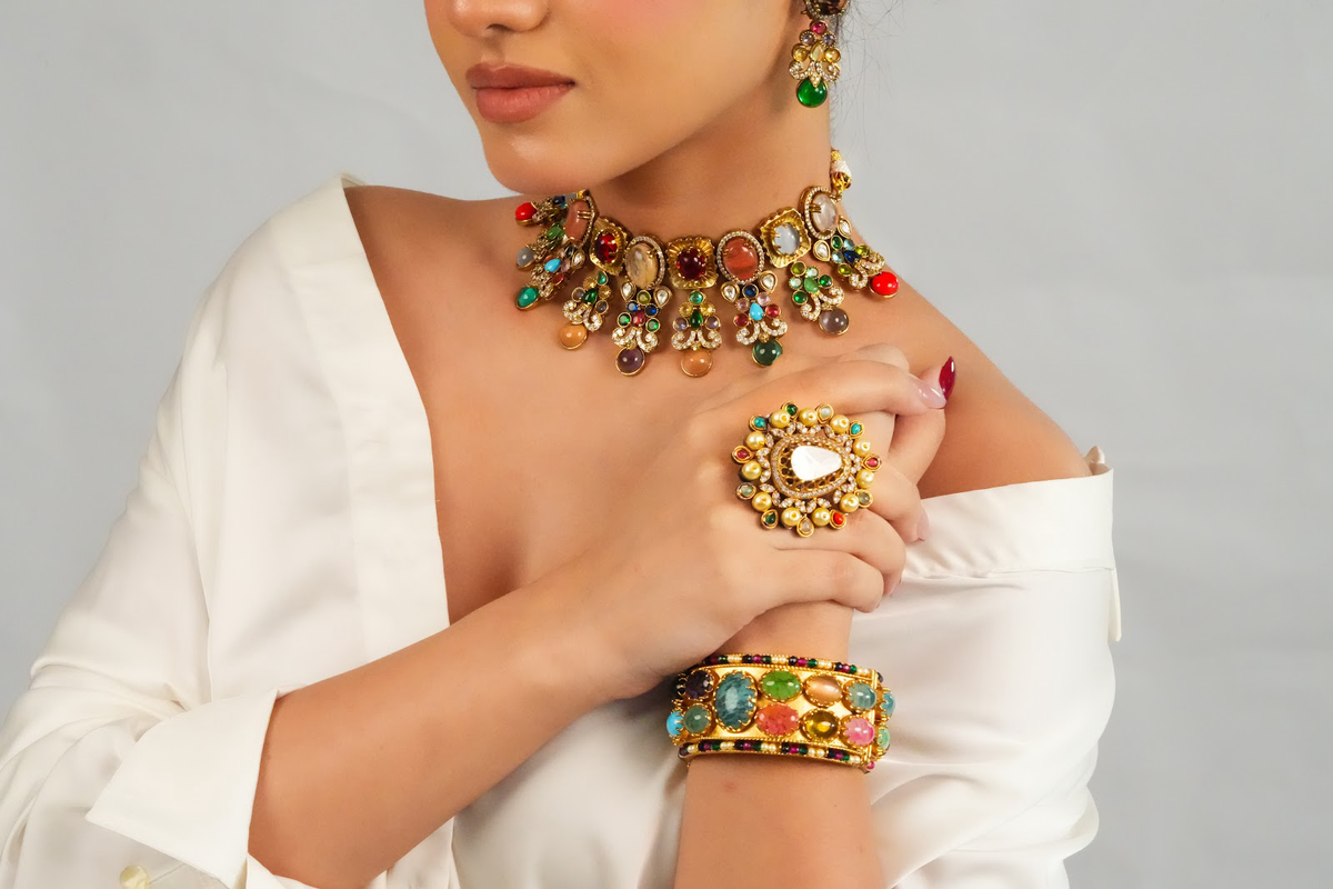 Multicolor halo gemstone cocktail ring