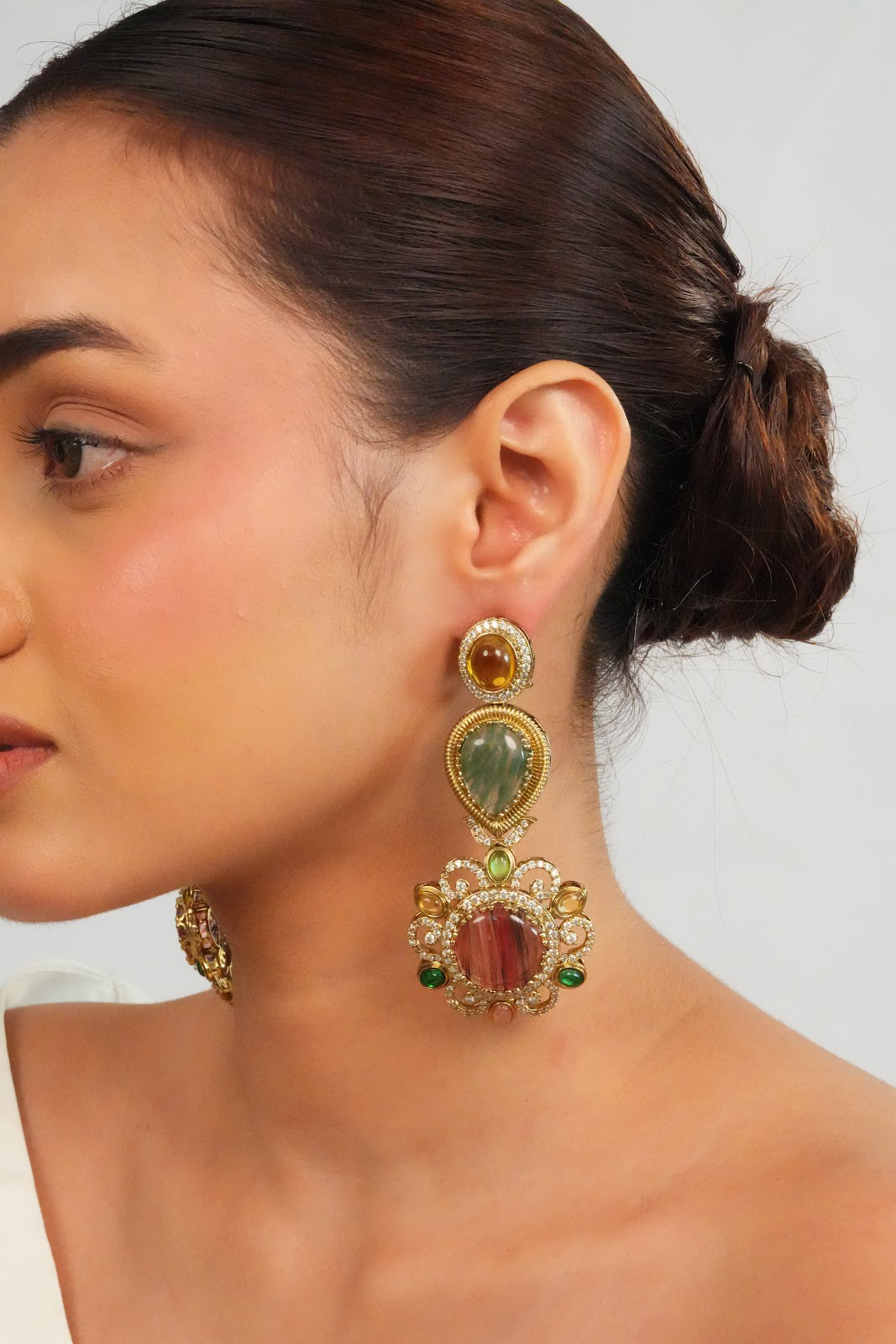 Delicate layered gemstone earrings