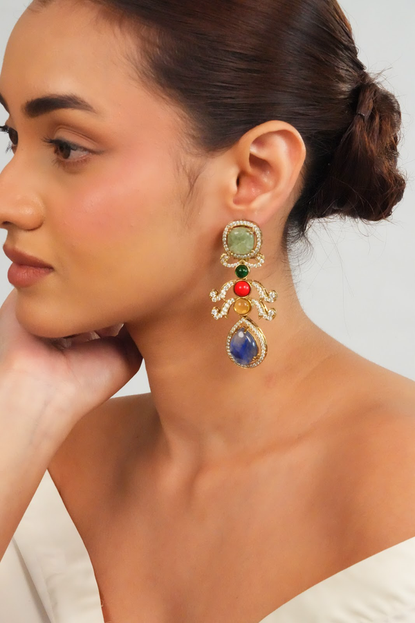 Traditional inspired floral drop earrings