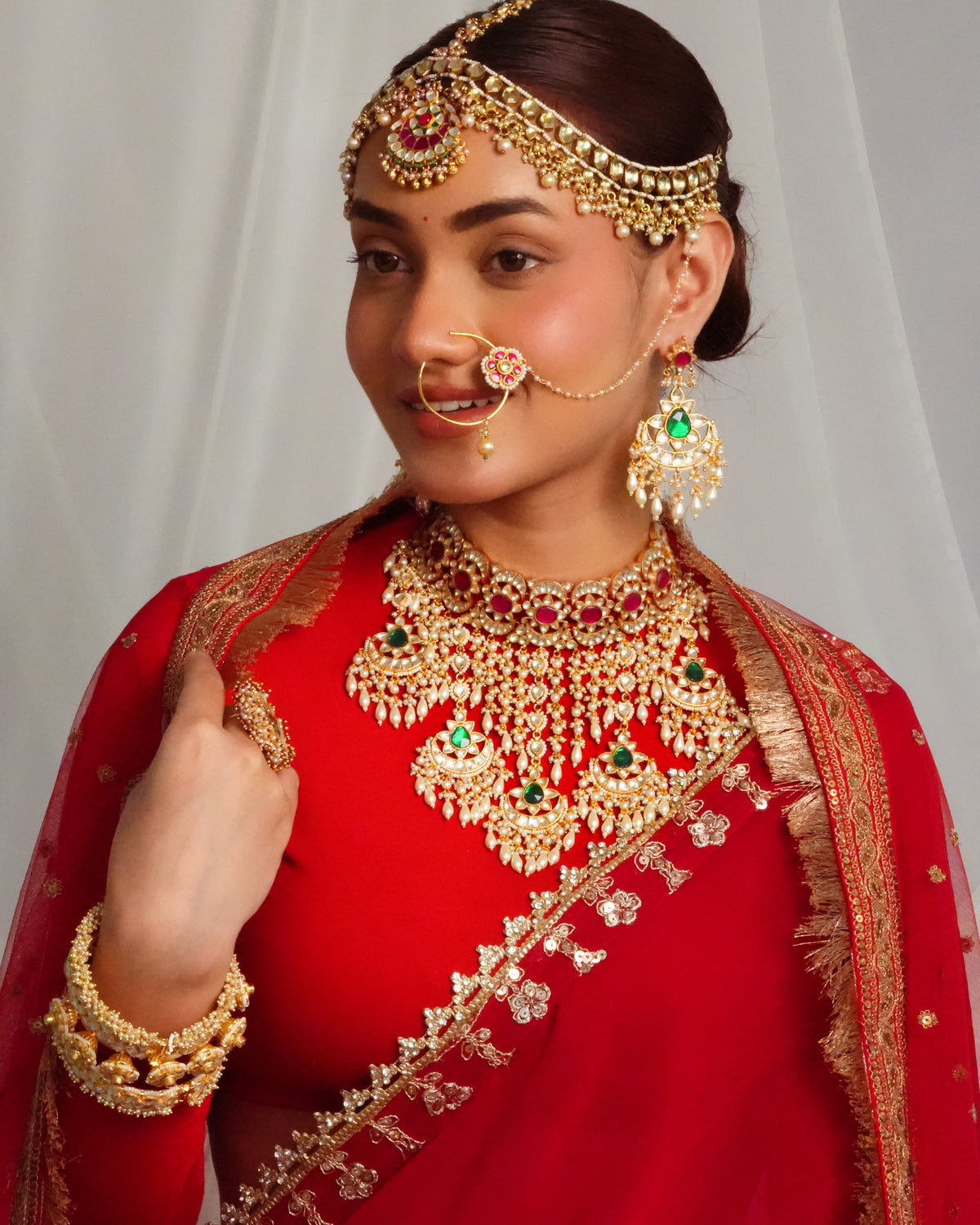 Intricate handcrafted multistone necklace with matching danglers