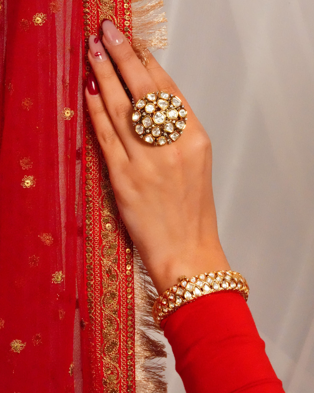 Classic kundan dome style ring