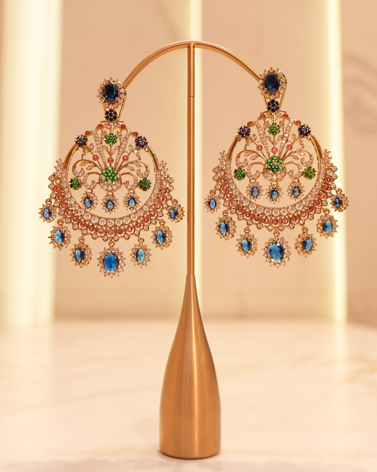 Sabyasachi-Inspired Sapphire Chandbali Earrings