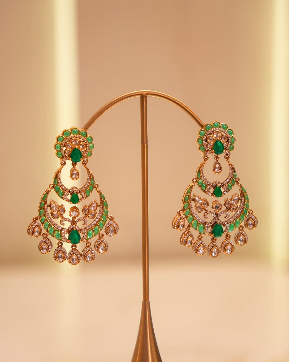 Victorian Emerald Tiered Chandbali Earrings