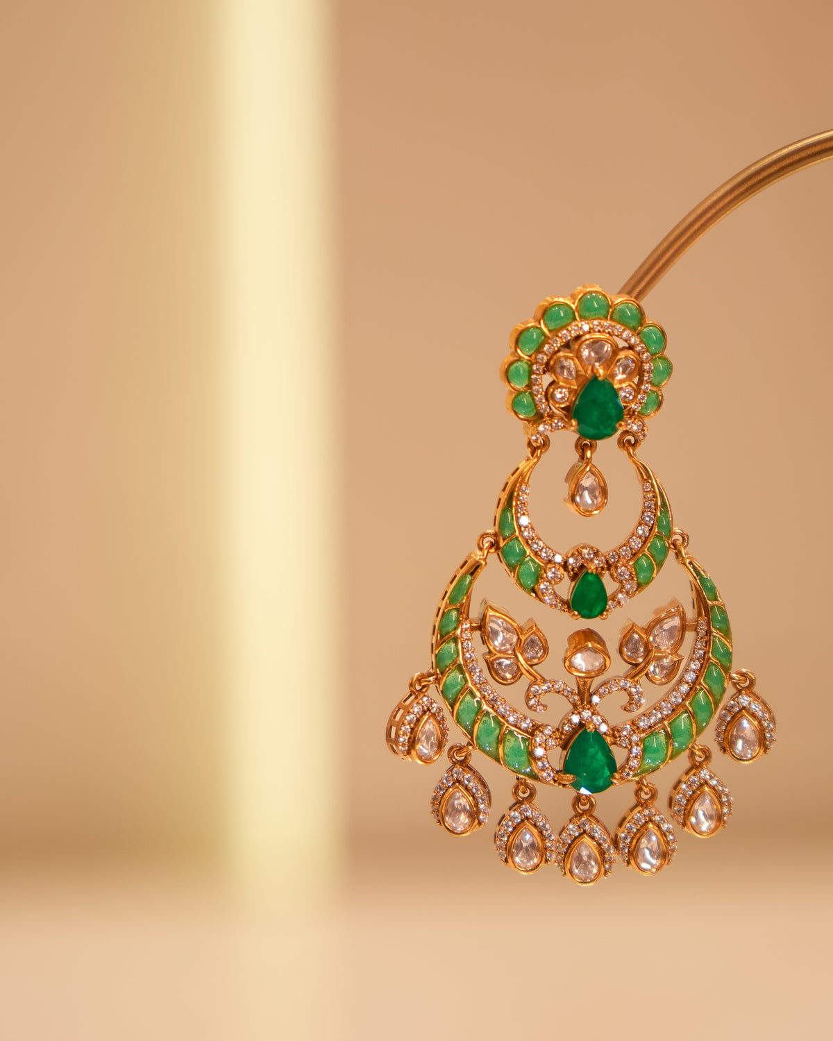 Victorian Emerald Tiered Chandbali Earrings