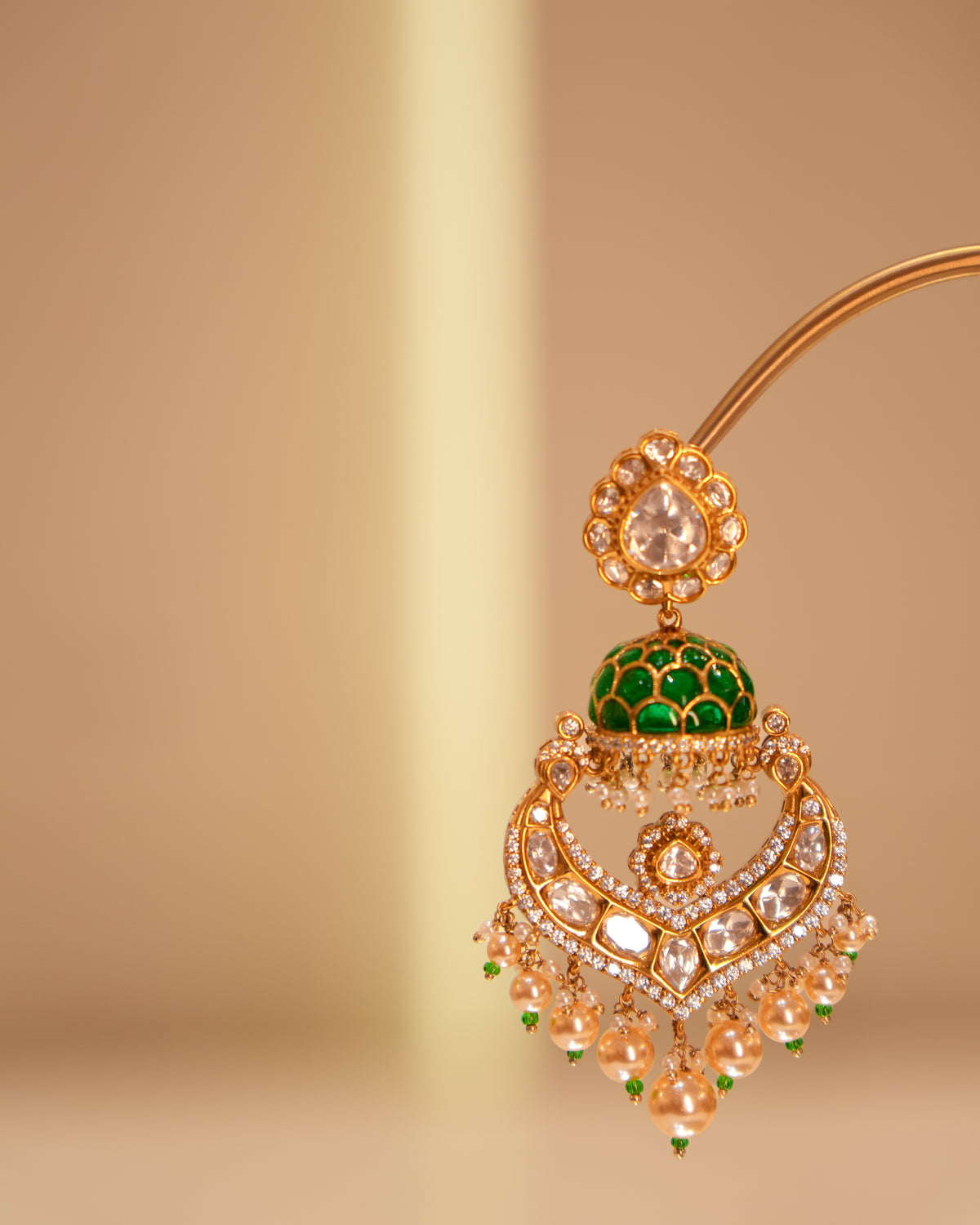 New Arrival – Victorian Emerald Jhumka Chandbali Earrings