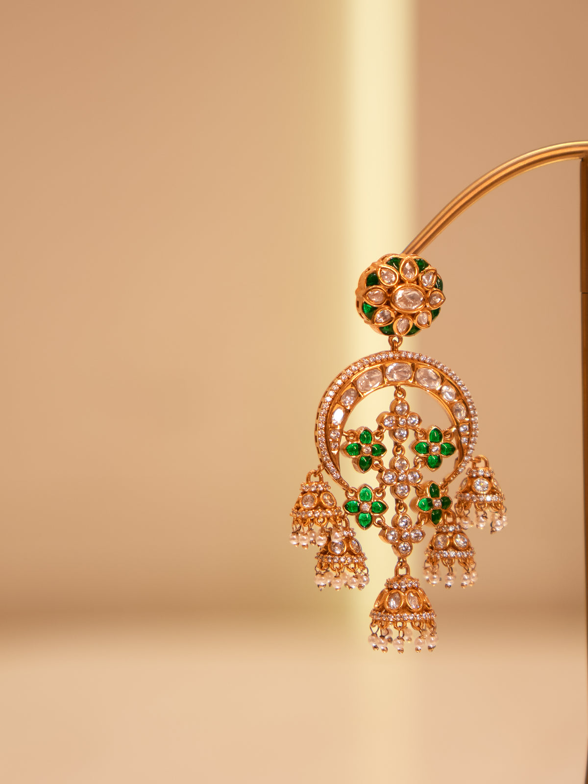 Victorian Emerald Chandbali Earrings