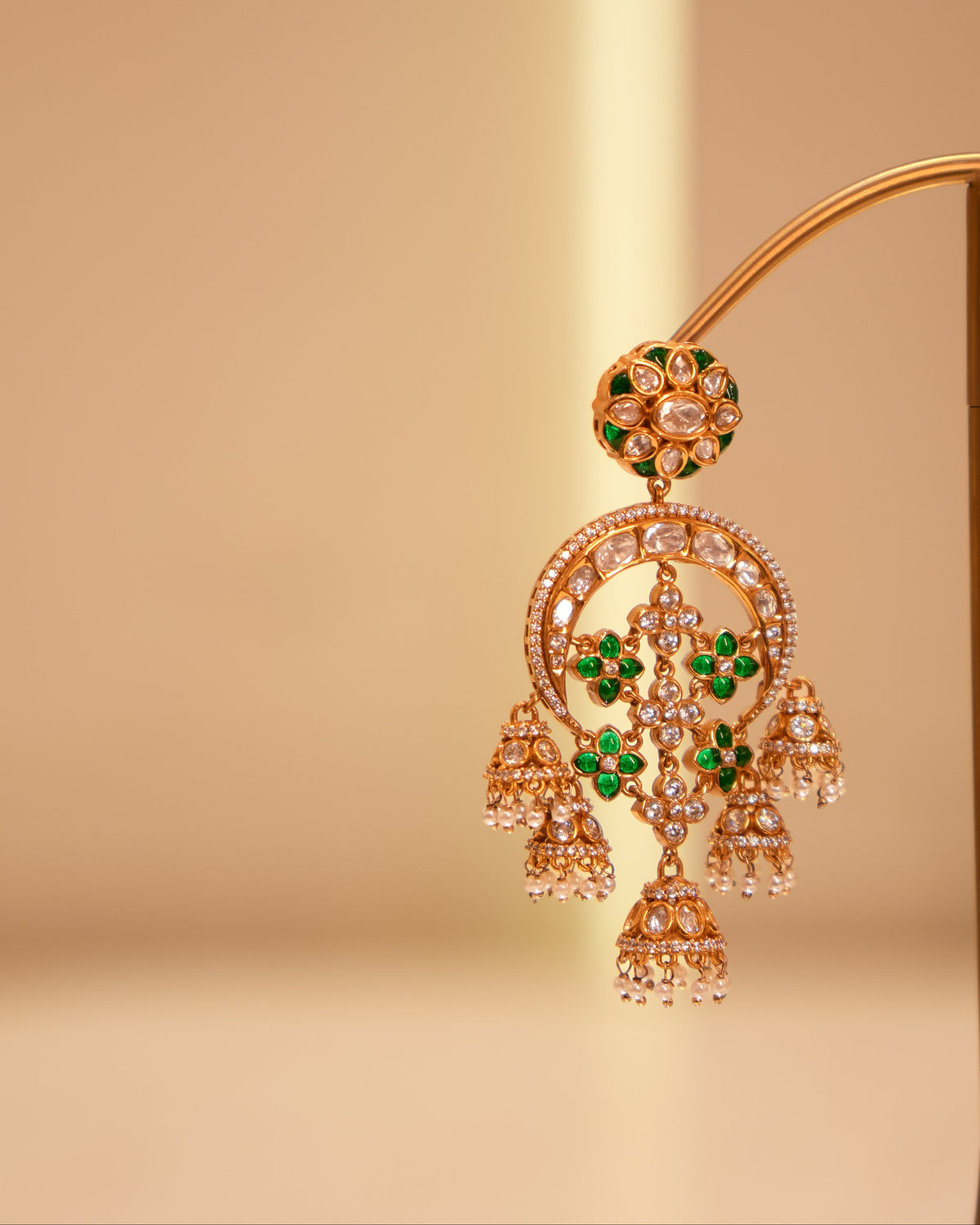 Victorian Emerald Chandbali Earrings