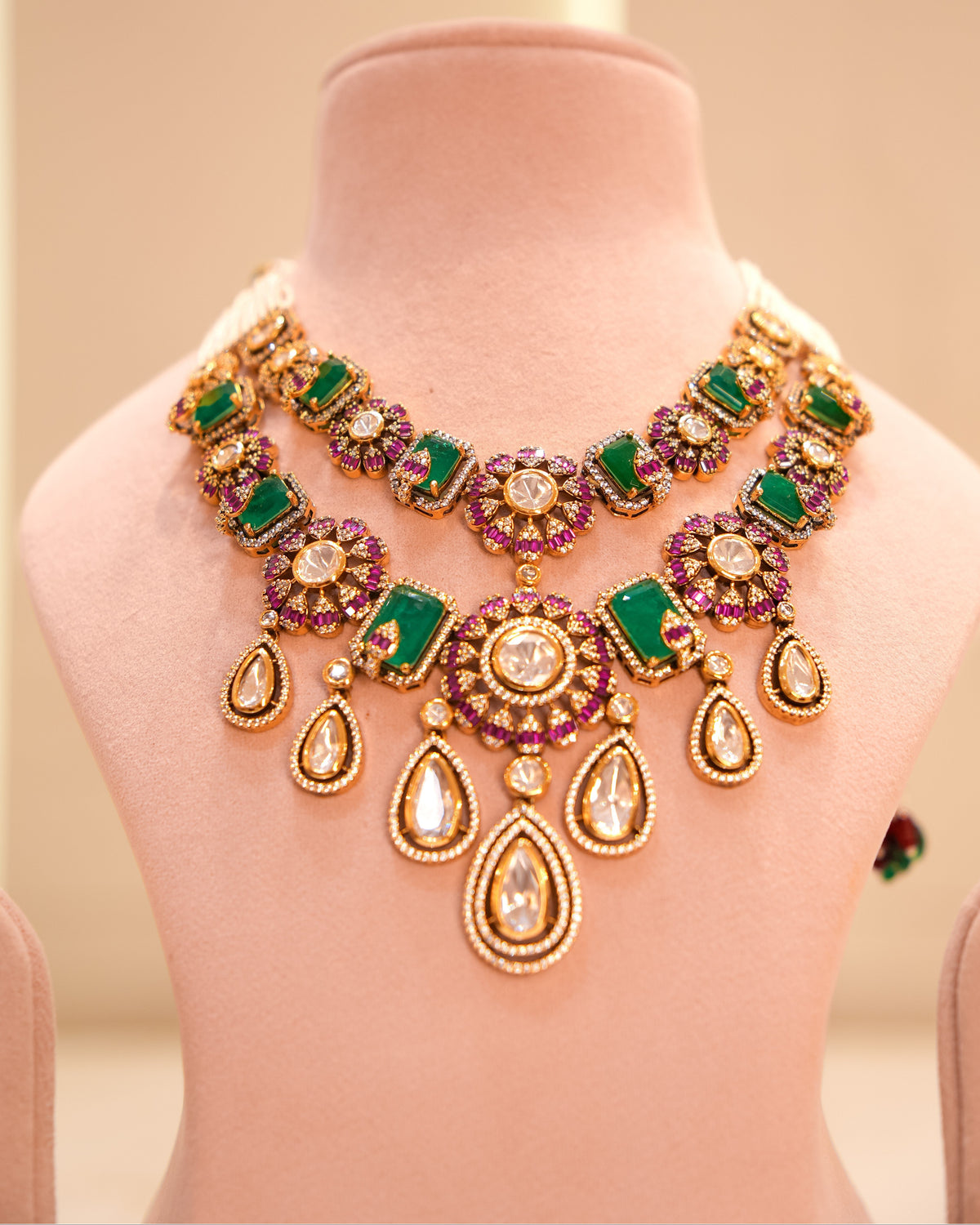 Royal Heritage double layer Moissanite Necklace Set