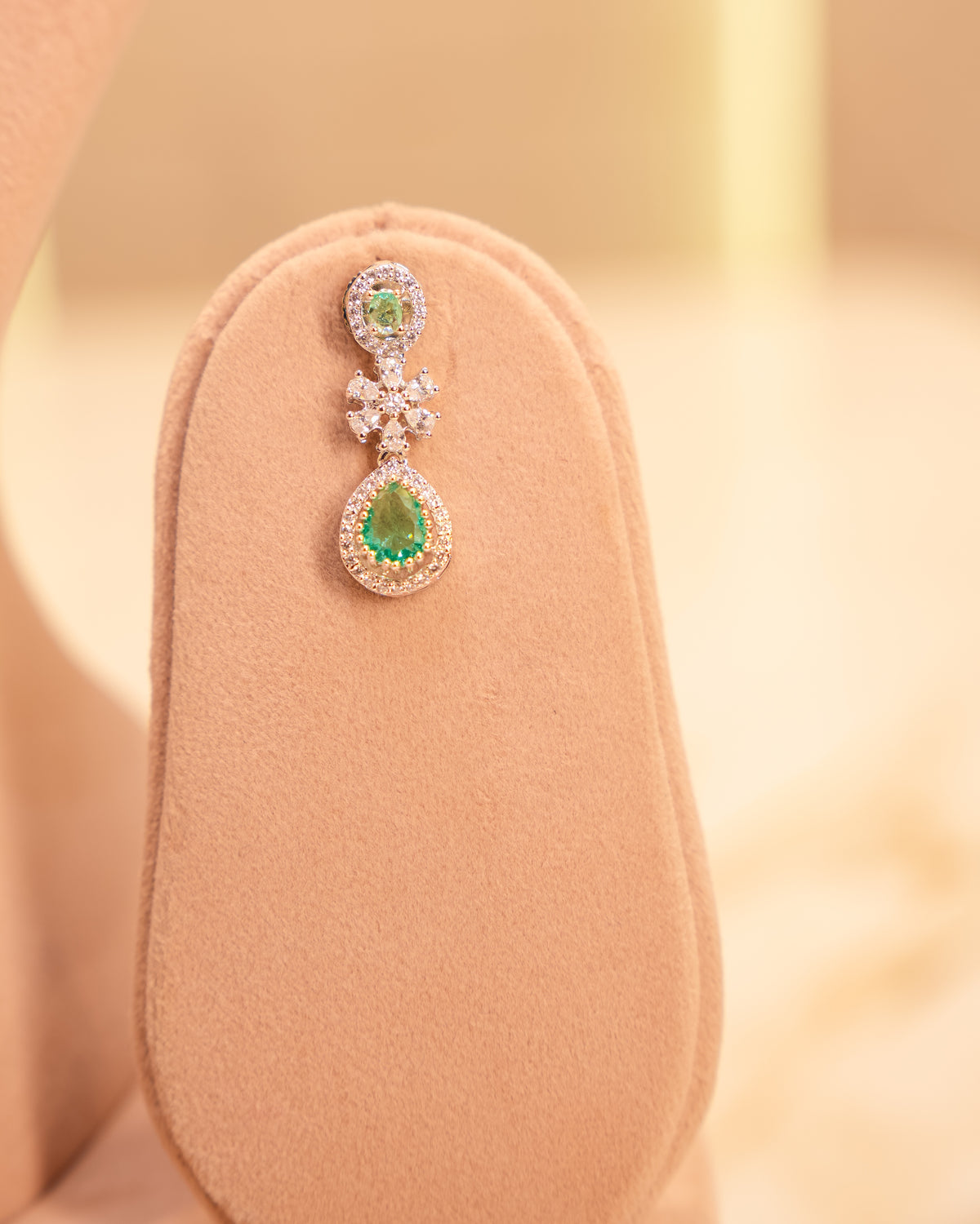 New Arrival – Emerald Drop American Diamond Necklace Set
