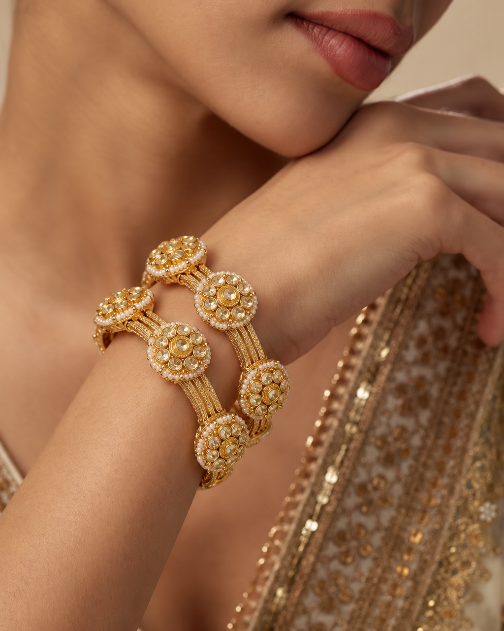 Royal Bloom Polki Statement Bangle