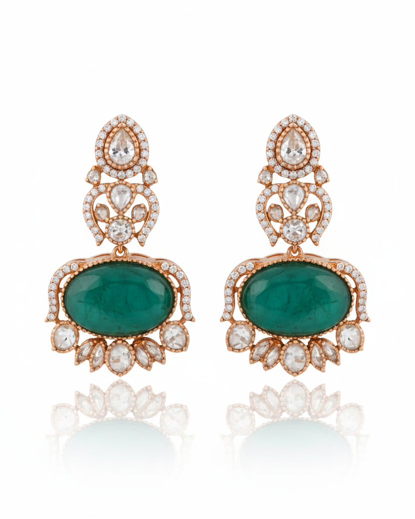 Statement heritage inspired green choker necklace with earrings