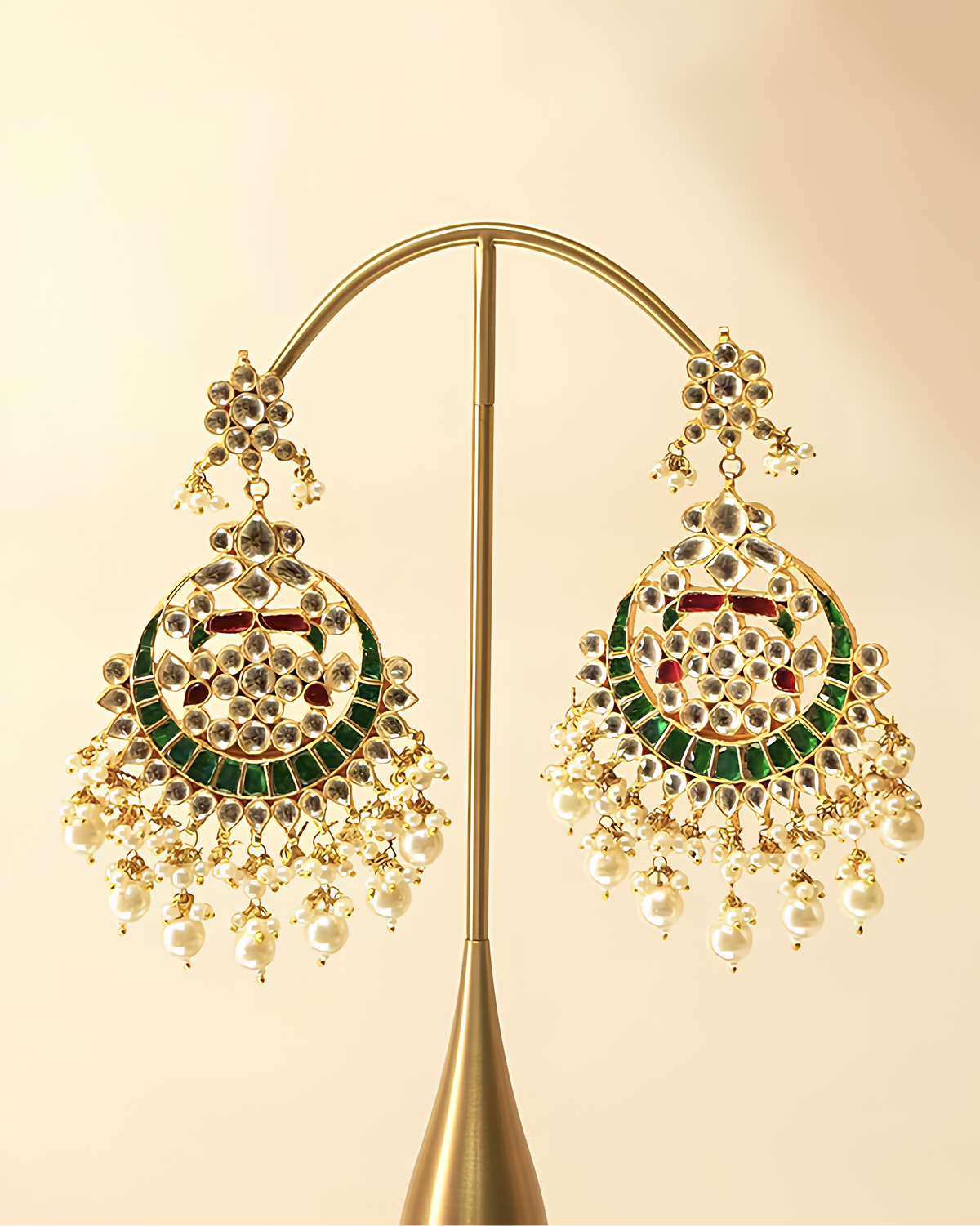 Multicolor Polki Chandbali Earring