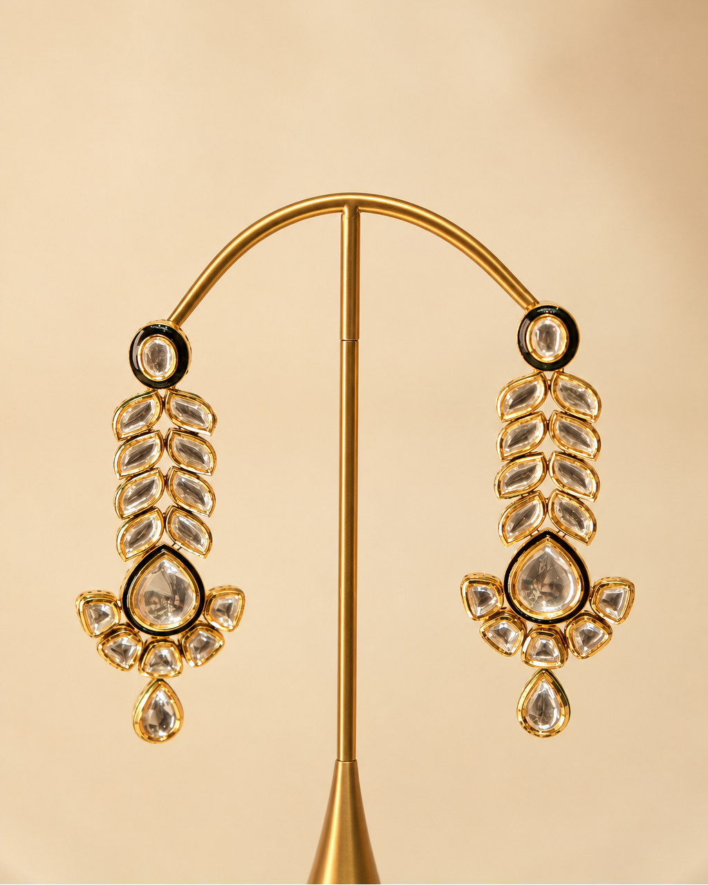 Green Kundan Leaf Earring