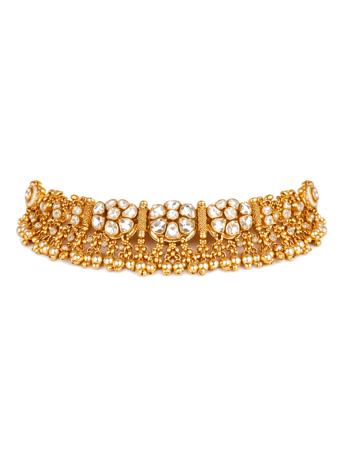 Regal pearl cluster statement choker with earrings