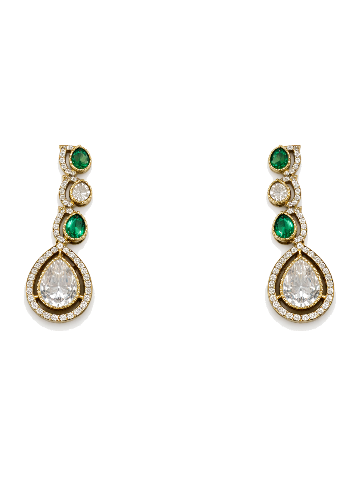 Victorian Heritage Style Emerald Crystal Necklace Set with Earrings