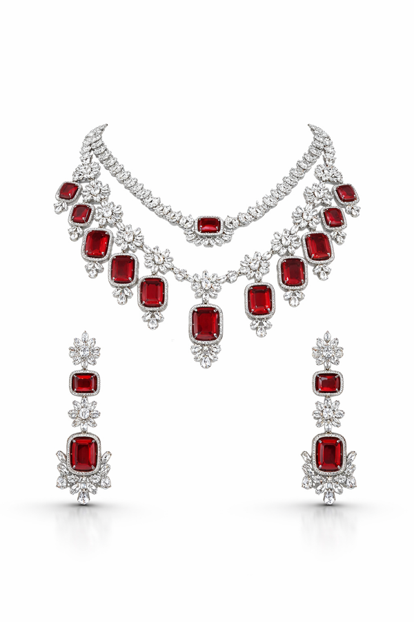 Regal Ruby American Diamond Set