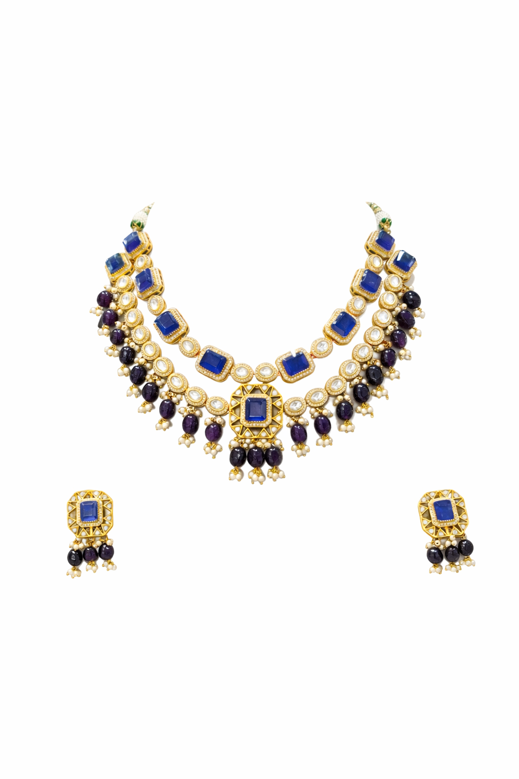Royal Blue Victorian Set with elegant earrings