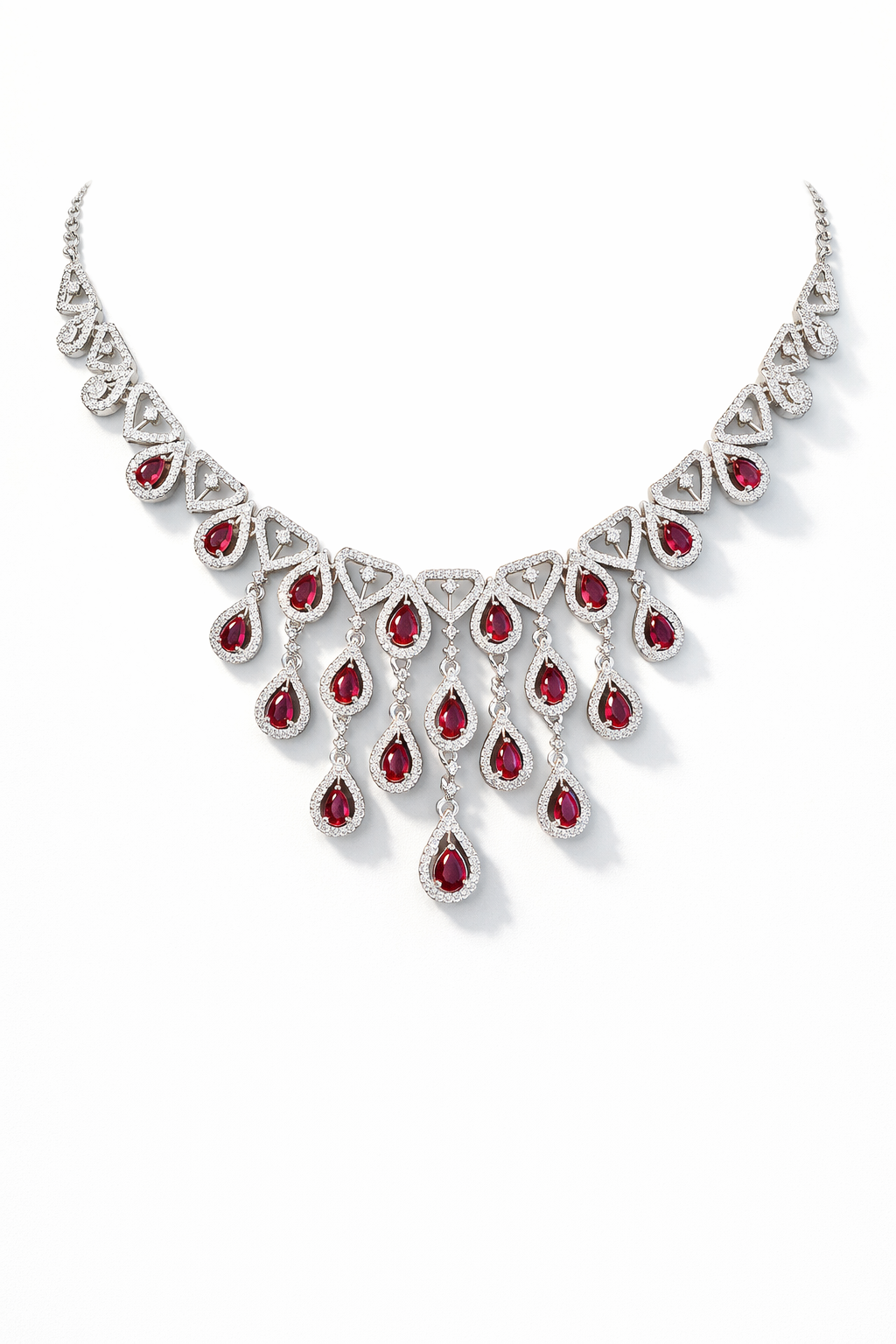 Ruby Drop American Diamond Set