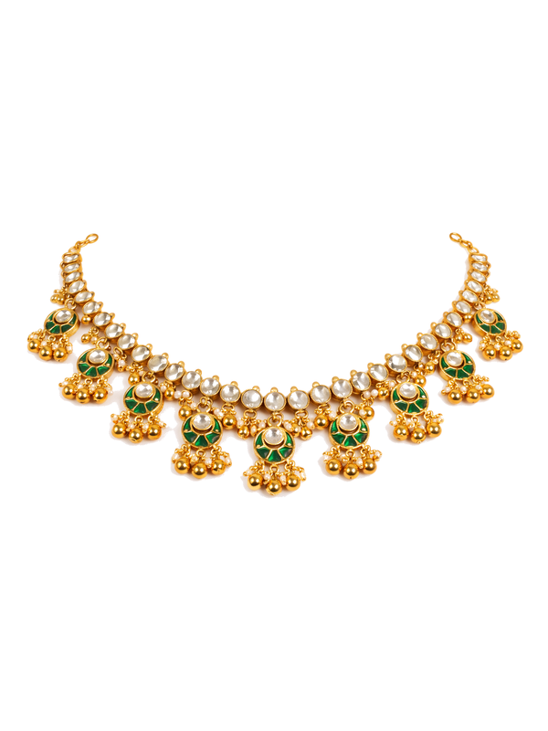 Heritage temple motif designer neckpiece with earrings