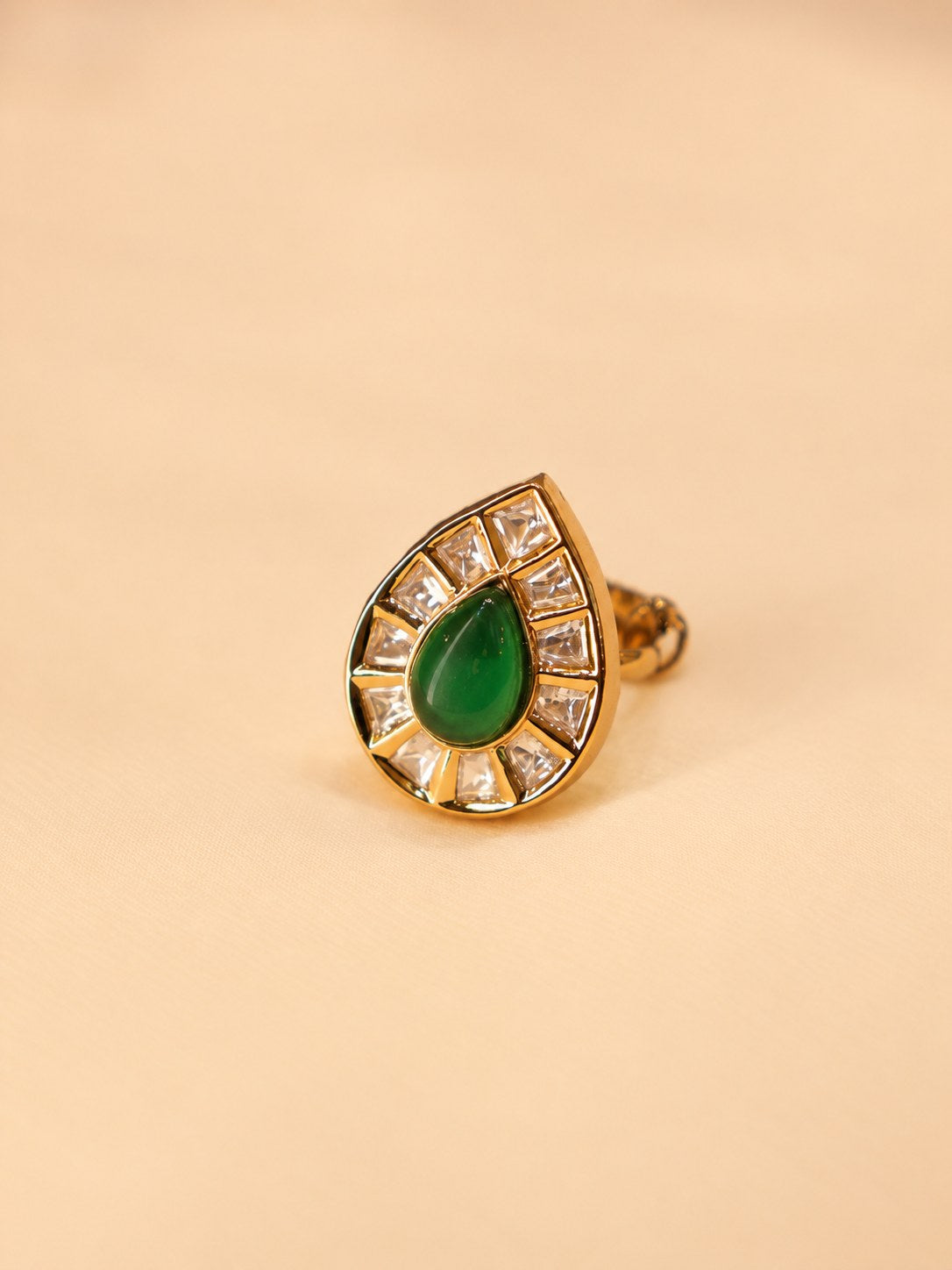 Emerald Teardrop Statement Ring