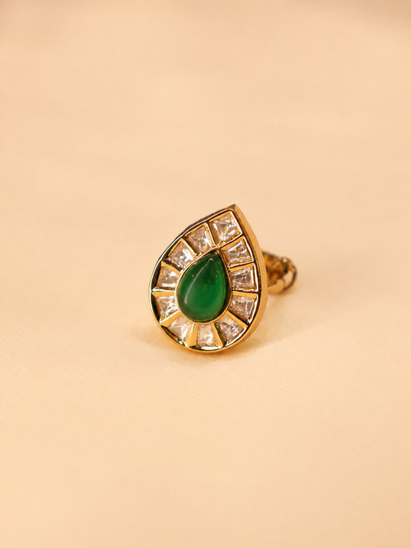 Emerald Teardrop Statement Ring