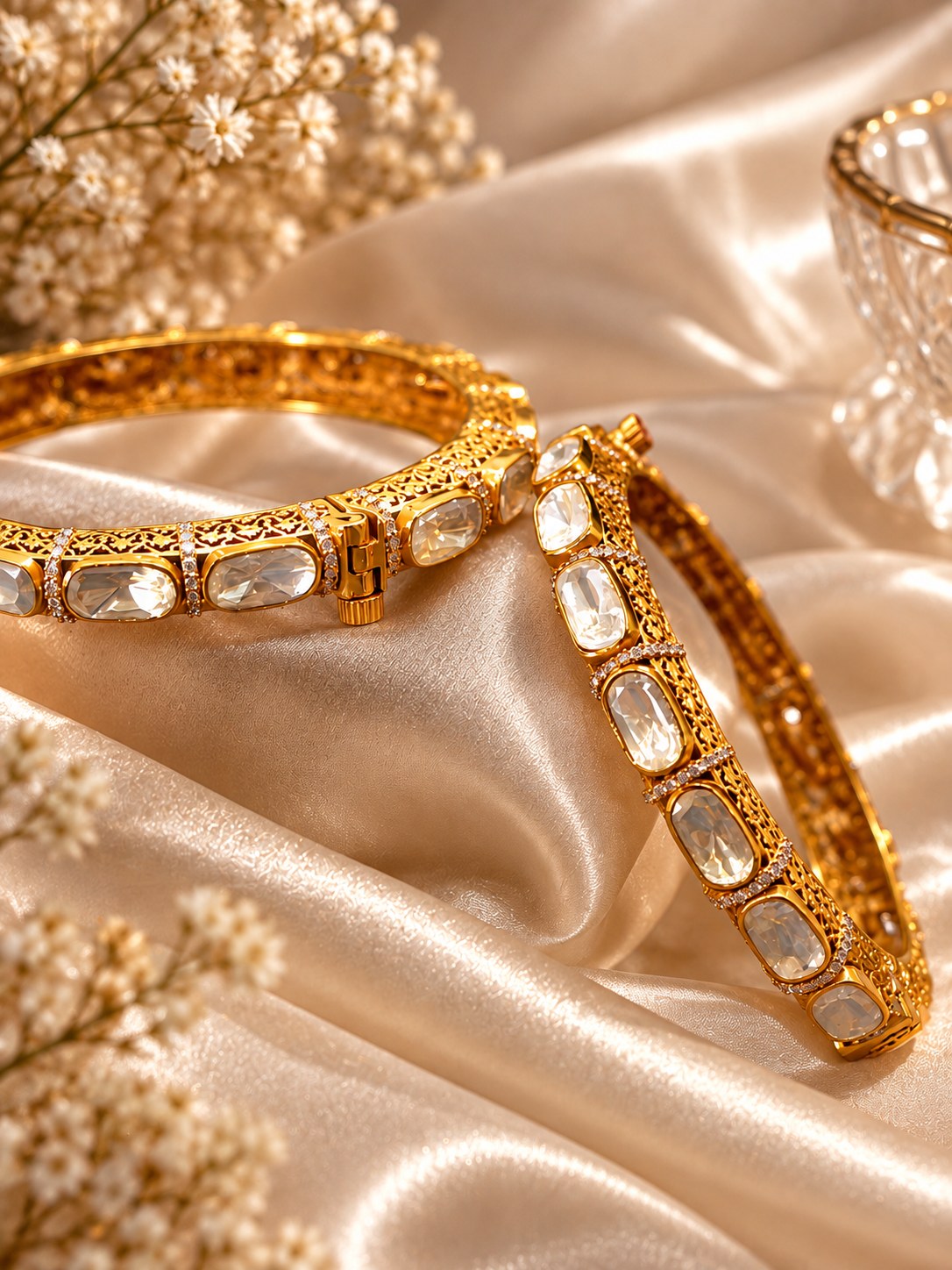 Antique Gold Embellished Stone Bangle