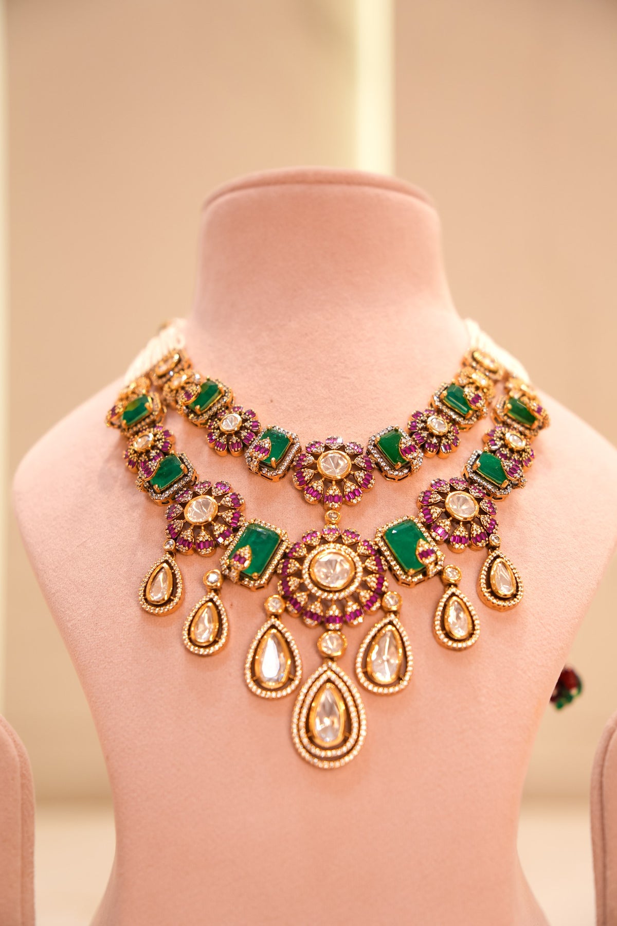 Royal Heritage double layer Moissanite Necklace Set