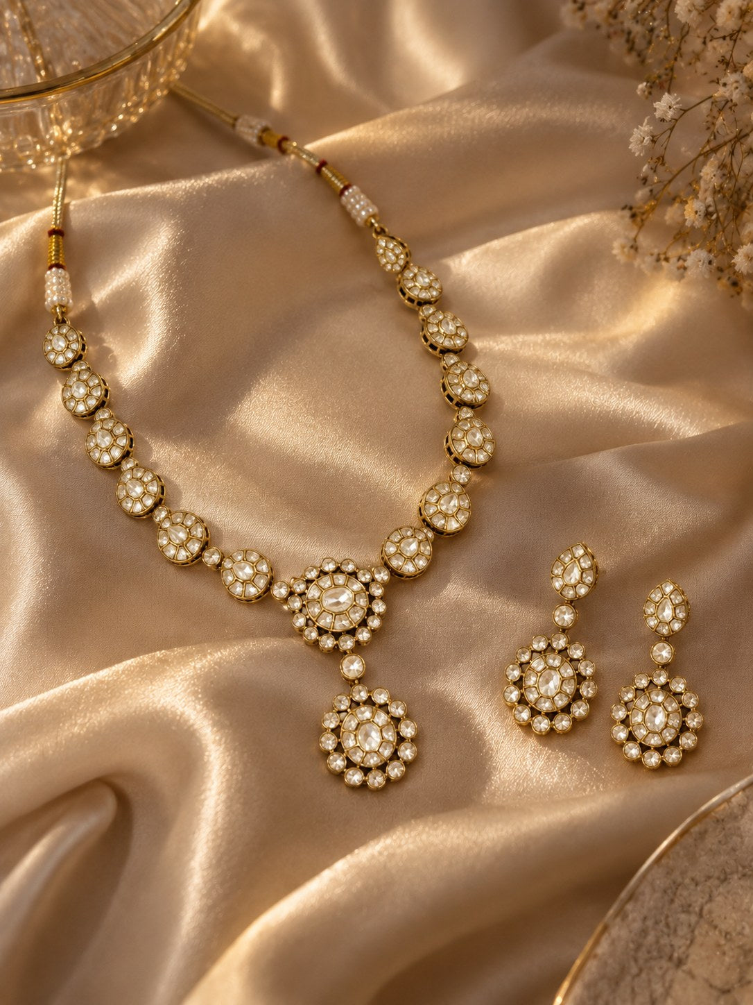 Elegant Gold Moissanite Statement Necklace Set