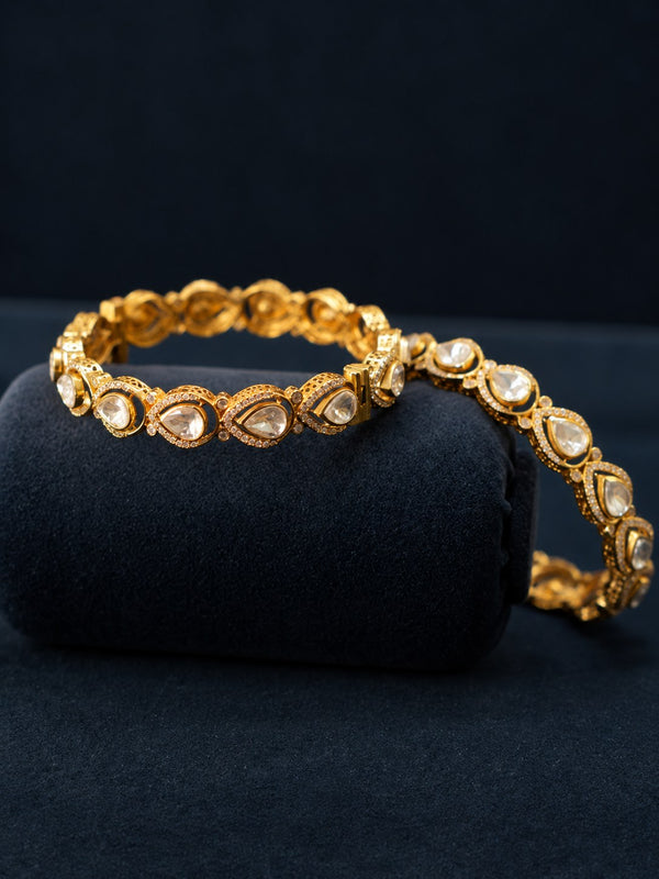 Antique Gold Teardrop Stone Bangle
