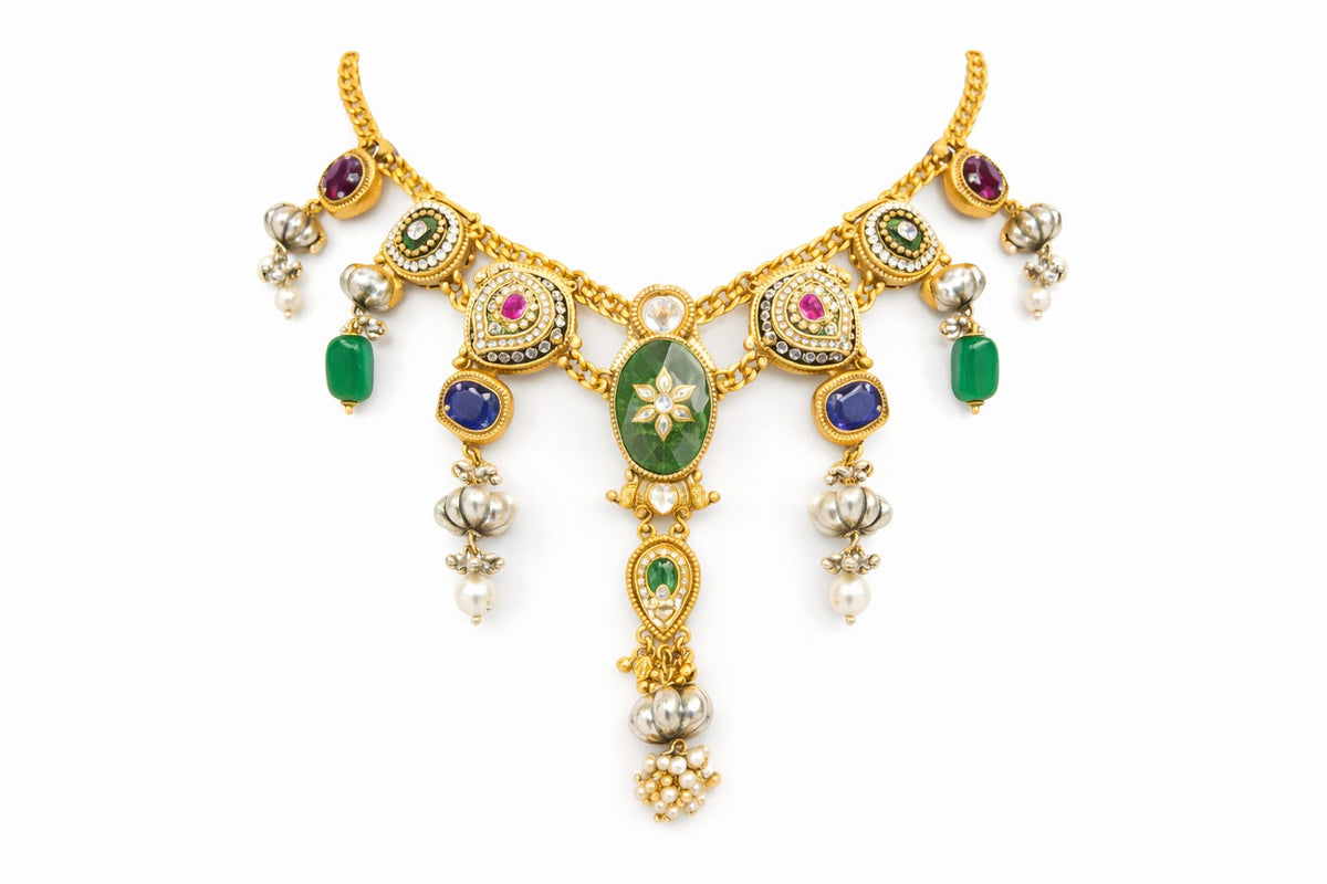 Regal ethnic handcrafted necklace design with earrings