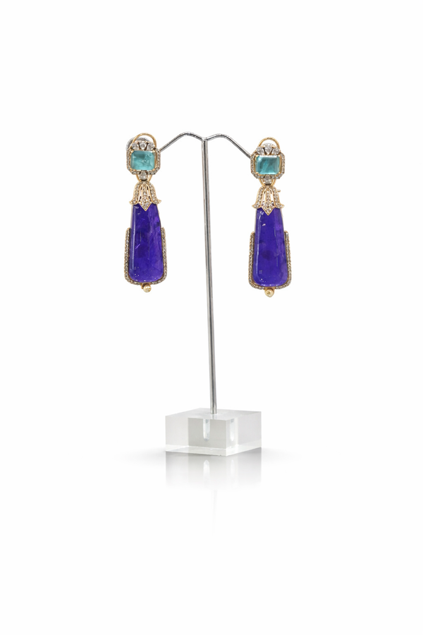 Victorian crystal top tassel drop earrings