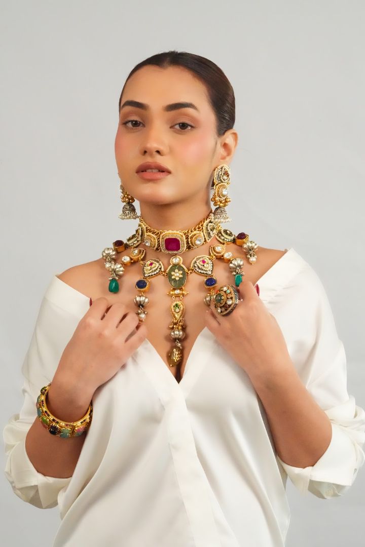 Bold Ethnic Sabhyasachi Gemstone Centerpiece