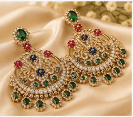 Sabyasachi-Inspired Sapphire Chandbali Earrings