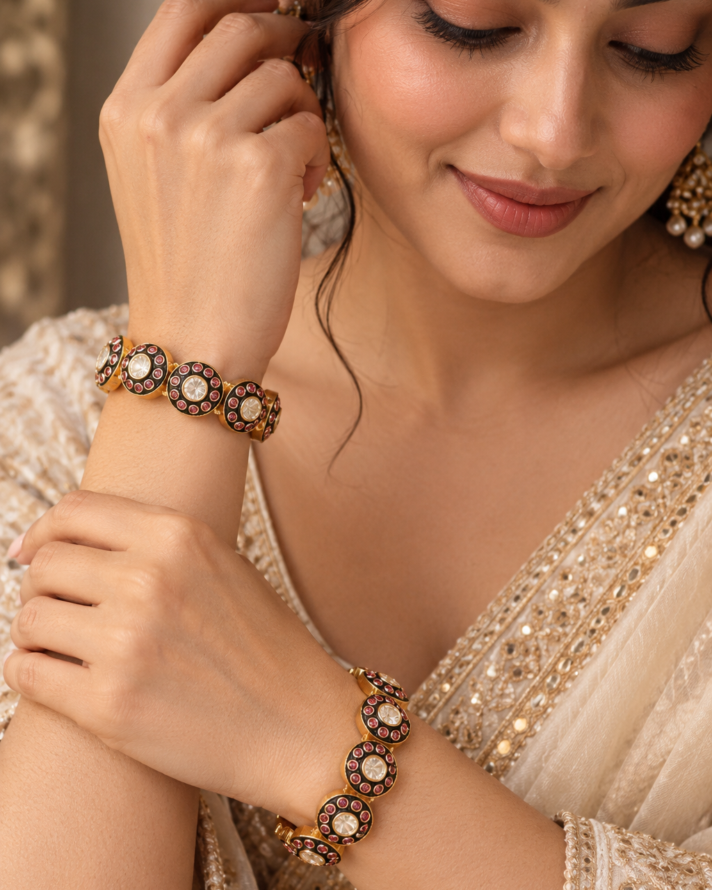 Floral Royale Kundan Statement Bangles
