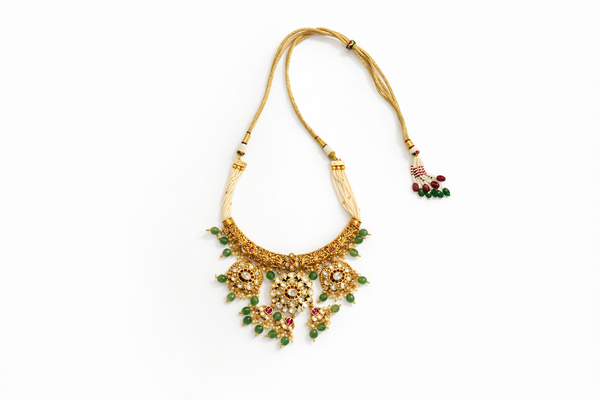 Layered carved pattern statement collar necklace and earring