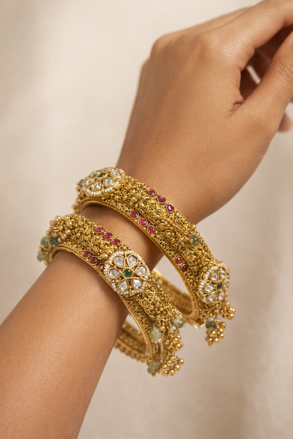 Temple Heritage South Gold Statement Bangles