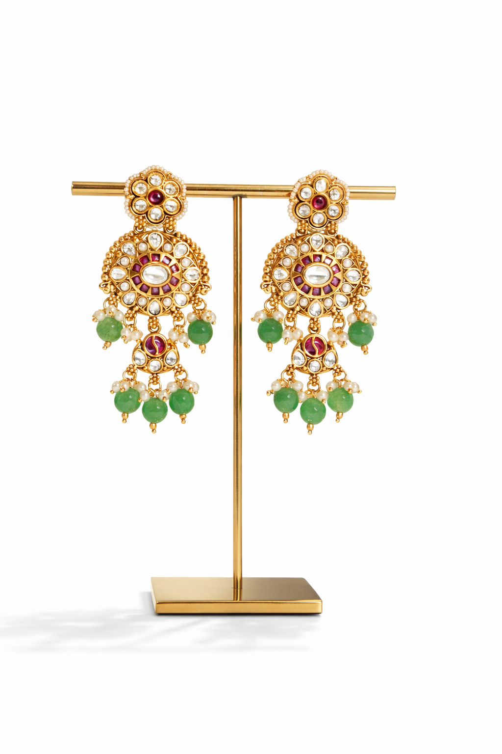 Layered carved pattern statement collar necklace and earring