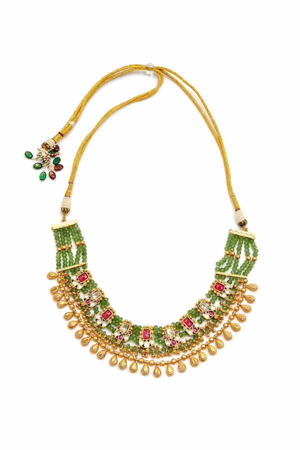 Ornate handcrafted look ethnic necklace with earrings