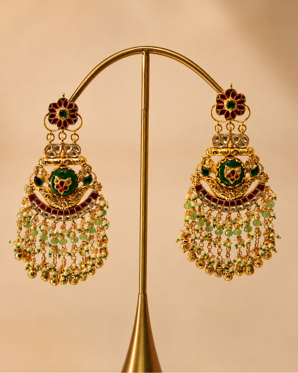 Red Green Bridal Chandbali