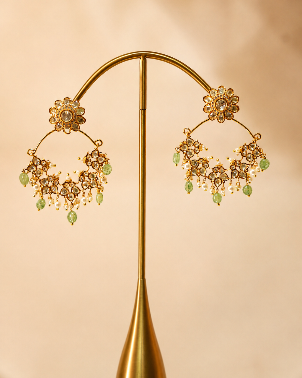 Mint Rose Gold Moissanite Chandbali