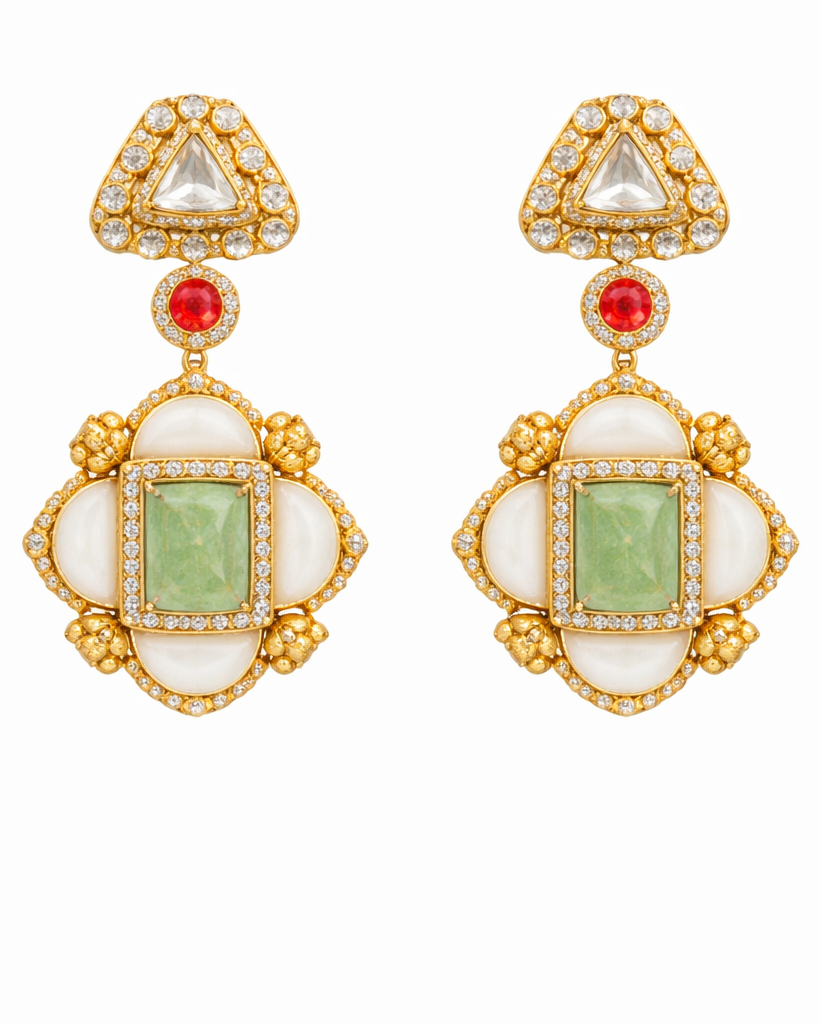 Elegant vibrant gemstone necklace with earrings