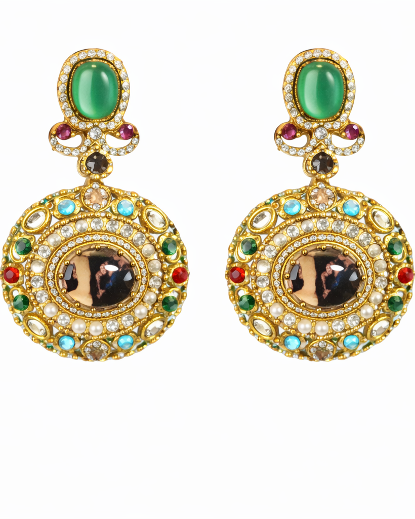 Classic ornate multistone necklace with earrings